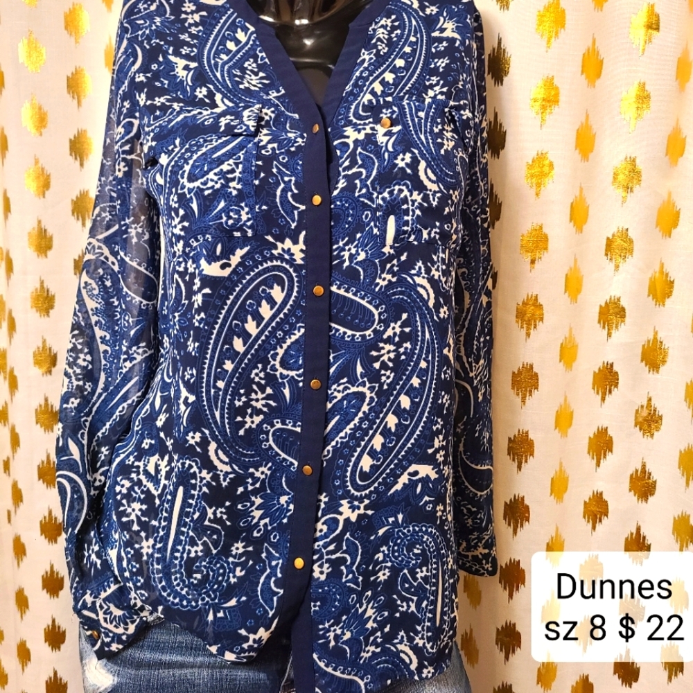 Dunnes  blue Blouse size 8